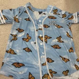 Rue21 Large Blue Baseball Butterfly Tee